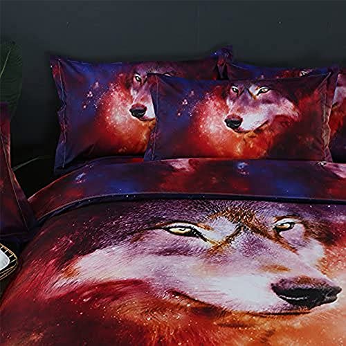 Zhh Galaxy Wolf Duvet Cover Sets Full Size Kids Bedding Set Ultra Soft Quilt Cover For Boys, Kids And Teens (1 Duvet Cover + 2 Pillowcases) #TOP1