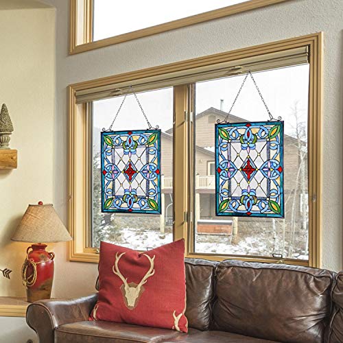 COTOSS Stained Glass Window Hangings, Victorian Stained Glass Panel, Tiffany Window Panel Hanging, Tiffany Glass Panel, Suncatcher, Tiffany Style Window Hanging