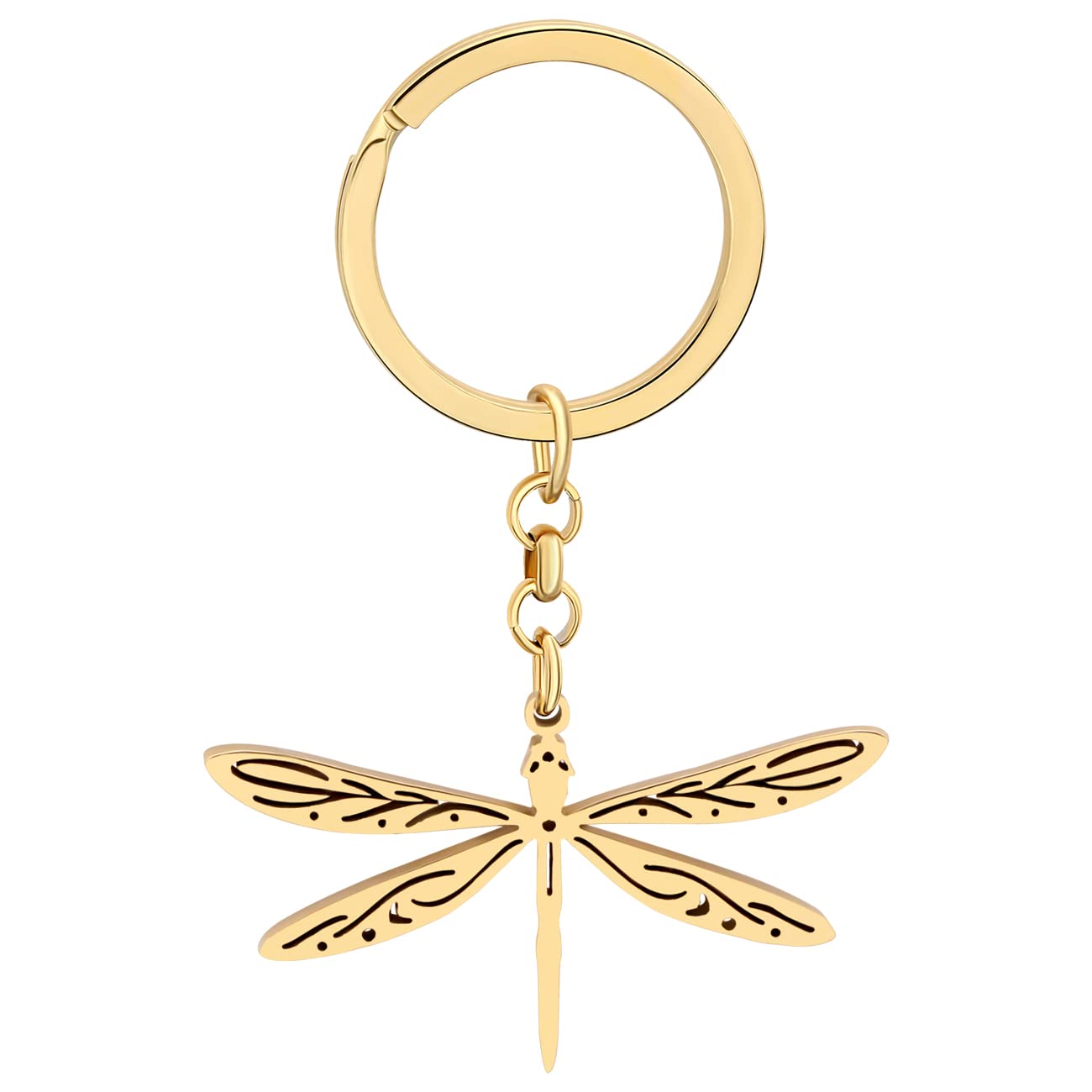 LONYOO Dragonfly Keychain Gifts for Women Girls Stainless Steel Simple Car Key Purse Charms Insects Spring Accessories