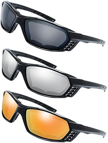 Motorcycle Riding Glasses Padded Frame Lens Block 100% UVB/UVB for Outdoor Activity Sport