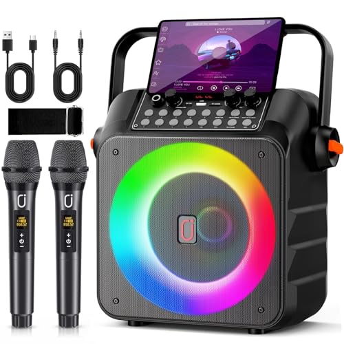 HWWR Karaoke Machine for Adults, Portable Bluetooth Speaker with 2 Wireless Microphones...