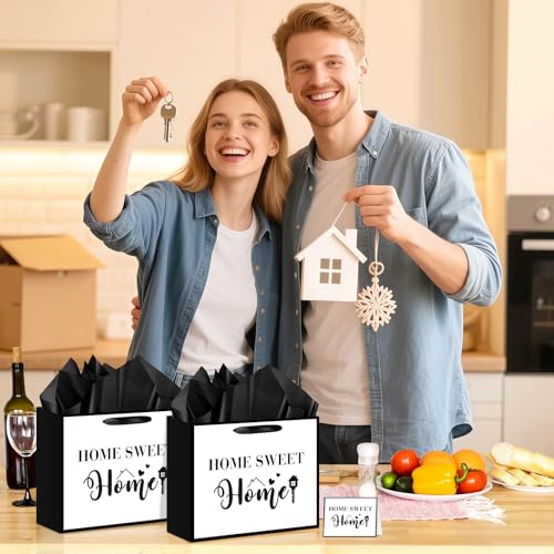 Housewarming Gift Bag Set, Large White Home Sweet Gift Wrap Bag with Tissue Paper Greeting Card Decorations for Men Women Friends New House Home Adventure Warming Gifts Wrapping Paper Present Supplies - Image 6