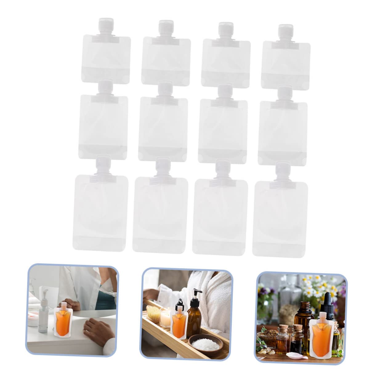 12pcs Refillable Squeeze Pouches 30ml 50ml 100ml Portable Lotion Bags image 3