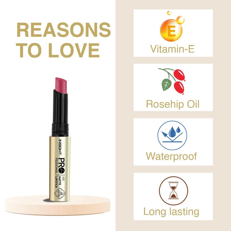Image of INSIGHT Professional Air Matte Lipstick | Smooth Finish | All Day Comfort | Infused with Rosehip Oil and Avocado Butter | One Swipe Color - (Jasmine) (3g)