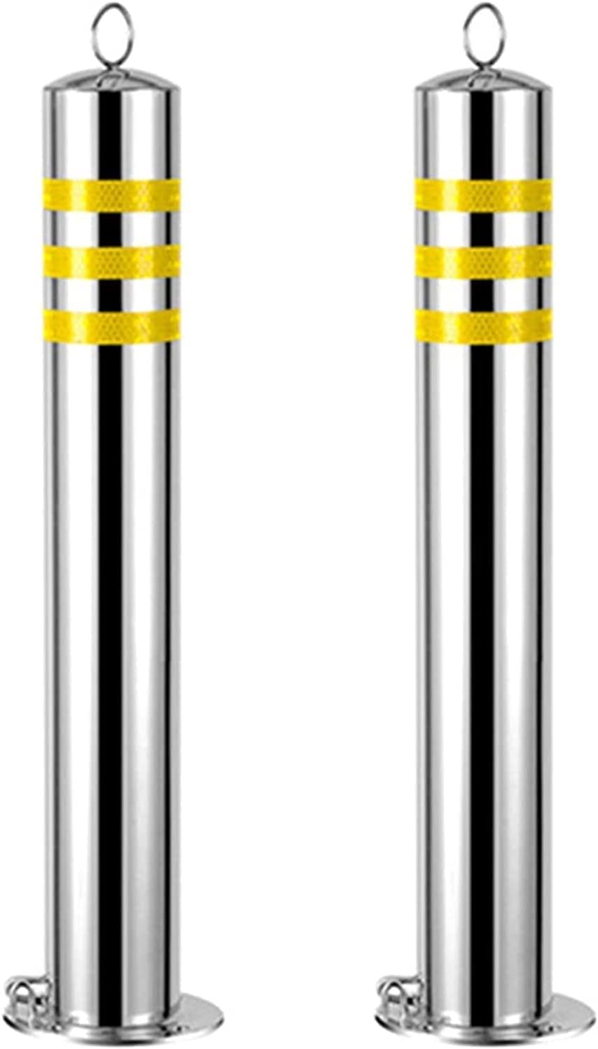 Borne de stationnement en acier inoxydable (Lot de 2) avec bandes réfléchissantes