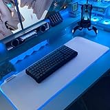 JMIYAV White Gaming Mouse Pad RGB Mousepad Non-Slip Rubber Base Extra Large Cool XL XXL Computer Desk Pad Gaming Accessories LED Light Up Extended Big Mouse Pad for Gamer 80 * 30cm
