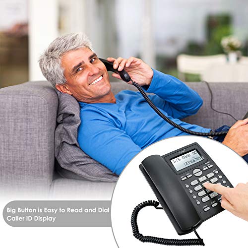 image for Uvital Desktop Corded Telephone, Hands-Free Calling, LCD Display, DTMF