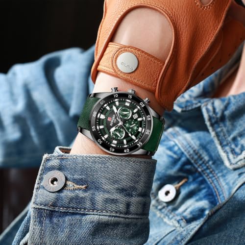Buy REWARD Watch for Men Chronograph Quartz Wrist Watch Stainless Steel Band Round Face Waterproof, Green/Gray - RD81011M-I at Amazon.in - Image 4
