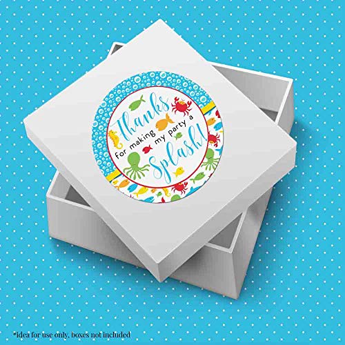 Aquatic Under The Sea Birthday Thank You Sticker Labels For Kids, 40 2" Party Circle Stickers By Amandacreation, Great For Party Favors, Envelope Seals & Goodie Bags #TOP5