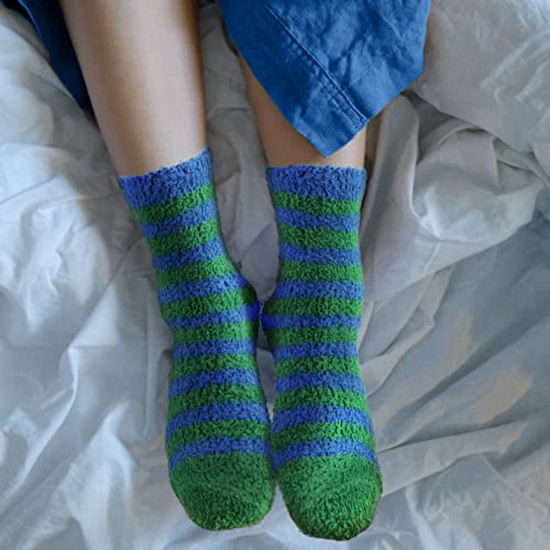 Image of BambooMN Colorful Fuzzy Socks - Assorted Super Soft Warm Microfiber Comfy Home Socks - Value Pack
