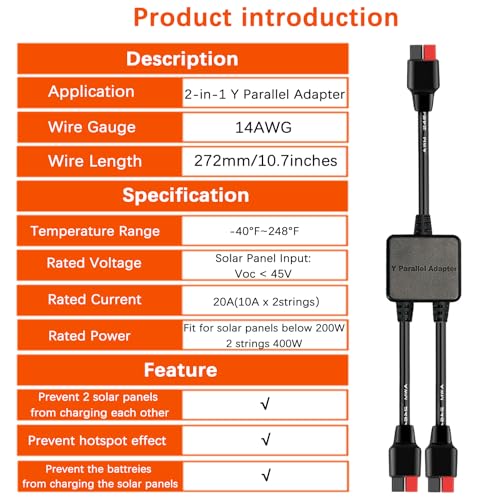 KarlKers Anderson Y Parallel Combiner Cable with Reverse Current Protection Anderson Powerpole Conne