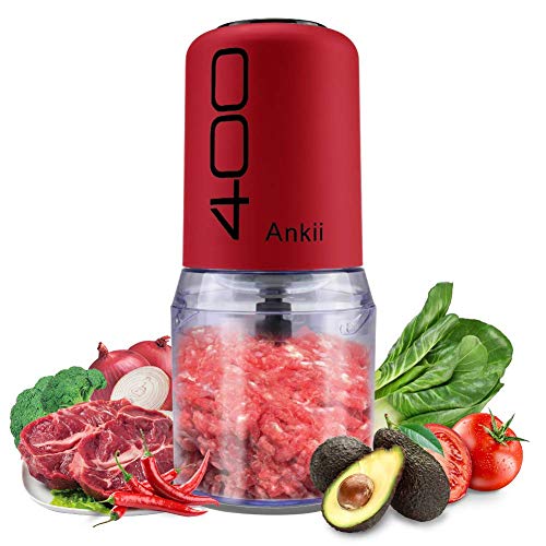 Ankii Mini Food Processor 400-Watt Electric Food Chopper For Meats, Vegetables, Nuts, Fruits, Small Mincer Mixer With 4 Stainless Steel Blades, 2 Cup Capacity #TOP29