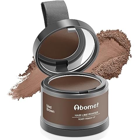 Abomet Root Touch Up Instantly Gray Hair Coverage Hairline Powder for Women & Men, Medium Brown for Concealing Hair Loss & Thinning Hair Cover