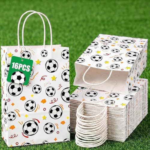 VGOODALL 24 Pack Gift Bags, 5.5" x 2.8" x 8" Basketball Party Favor Bags with Handles for Sports Themed Party Girls Boys Birthday Decoration
