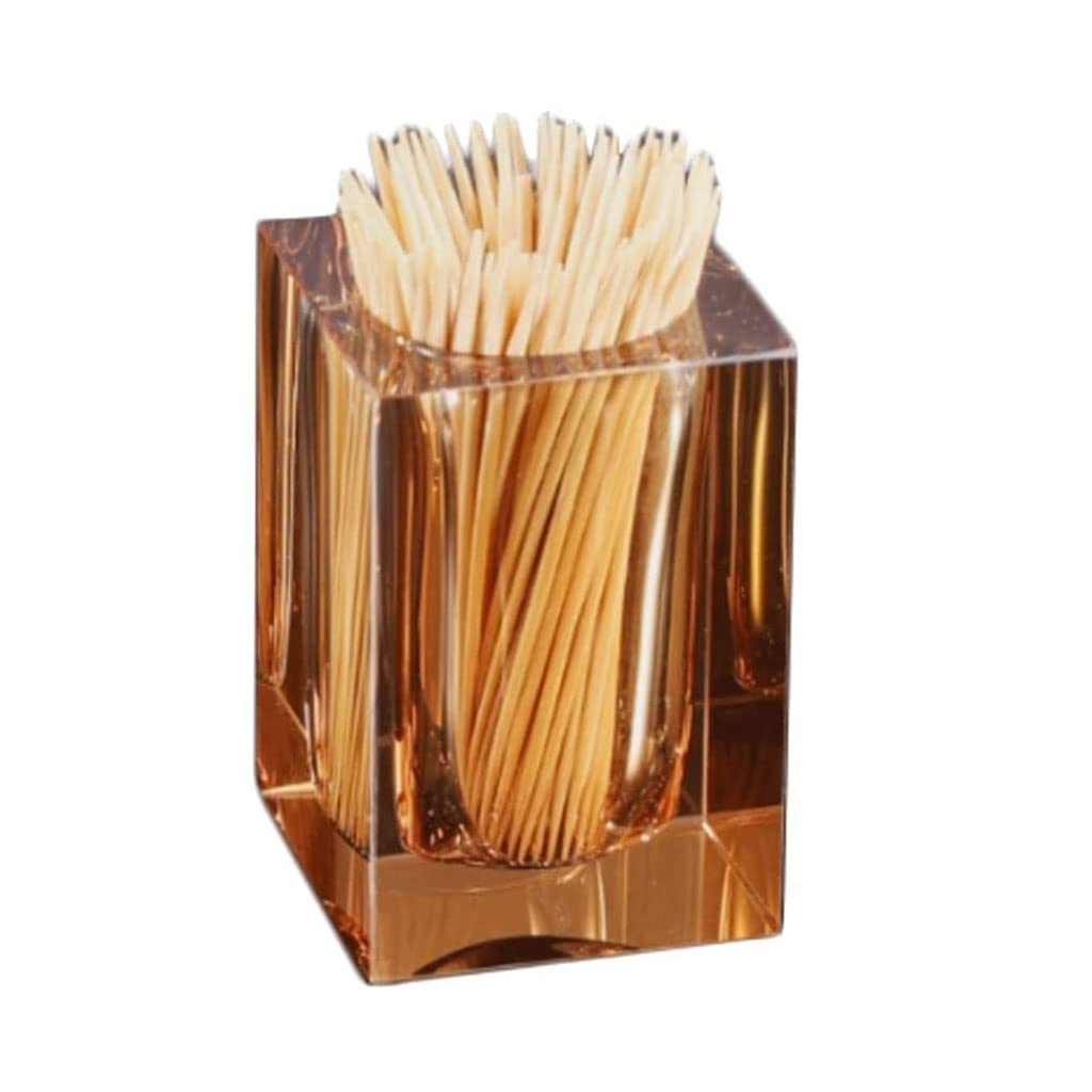 Wdwdw A Gold Toothpicks Dispenser Toothpick Box Holder Desktop Transparent Holder Cotton Swab Storage Home Restaurant Hotel