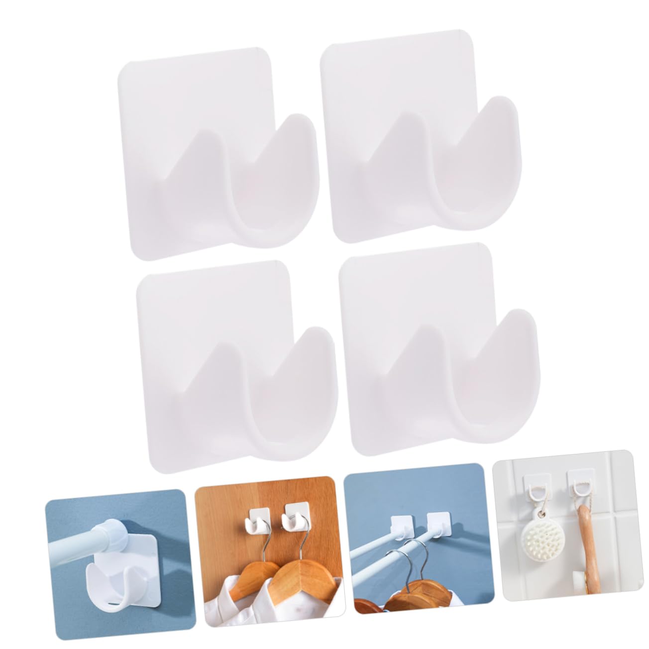 Lot de 4 supports de tringle à rideaux autocollants robustes pour tringle de douche, support solide pour la décoration et l'organisation de la maison