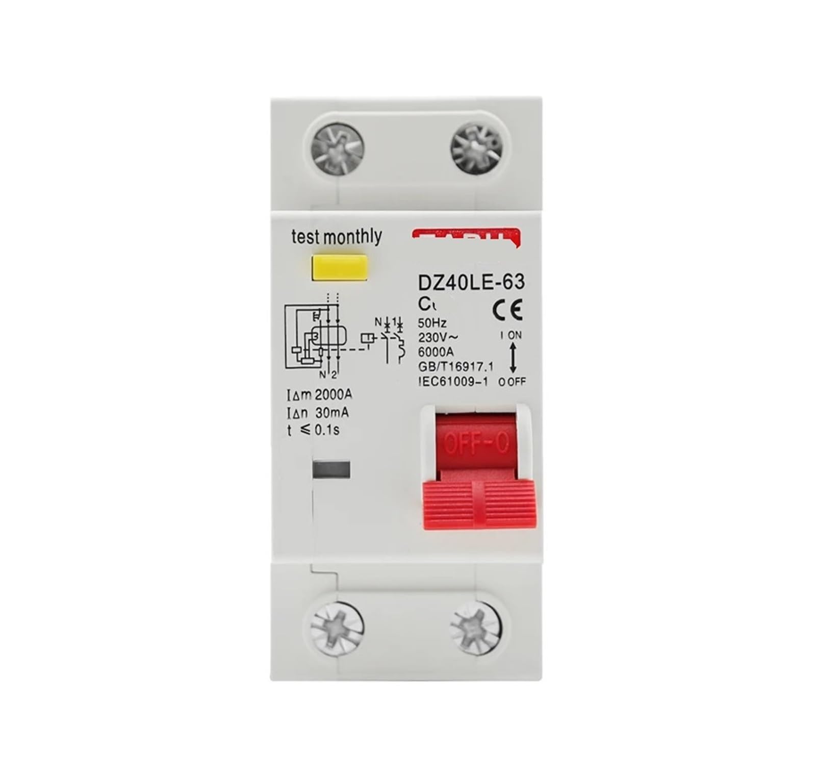 Disjoncteur différentiel 50A 1P+N DZ40LE pour protection contre surintensité 230V