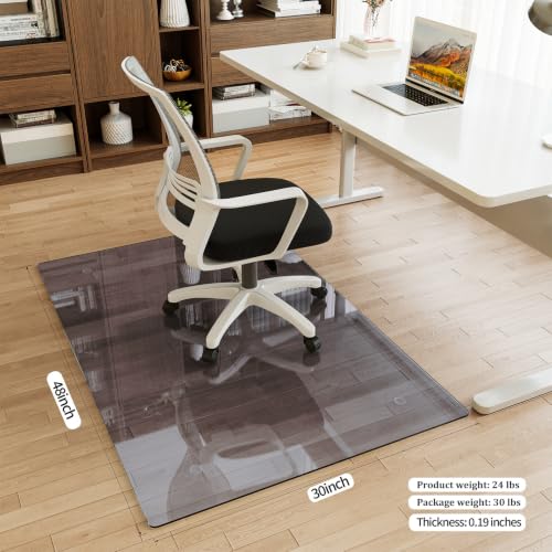 Image of [Tempered Glass] 30 inch x 48 inch Glass Office Chair Mat for Carpet