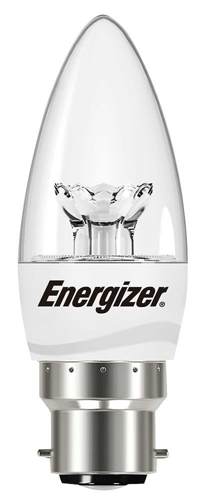 Energizer Warm White B22 Dimmable Candle Led Light Bulb - 6.2W. 2700K, 470 Lumen Energy Saving Lightbulb - Large Bayonet (Bc)