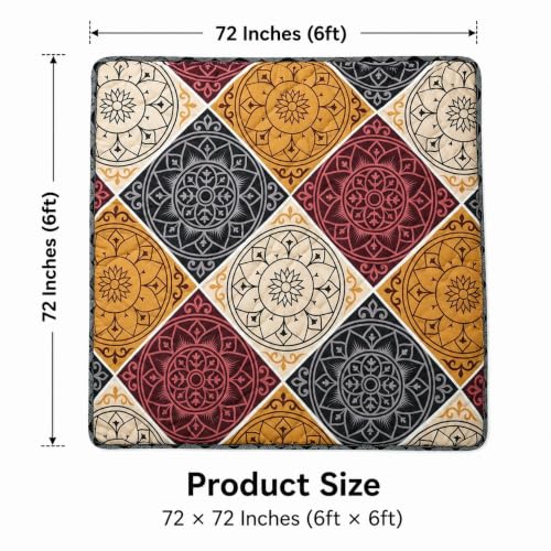 Image of K25 Cotton Floor Bed Mattress with High-Density Foam for Extra Bedding | Lightweight Reversible Portable Rolling Mat for Travel Yoga Outdoor & Camping (Size: 72x72x0.8 Inch, Multicolor)