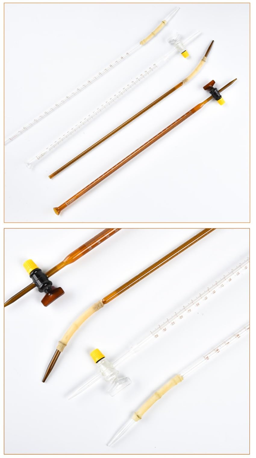 Bureta de Vidrio Clase A con Llave de PTFE - Alta Precisión, 10ml 25ml 50ml, Vidrio de Borosilicato(四氟酸碱50ml)