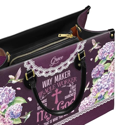 Personalized Leather Handbag for Women, Custom Name Church Bag, Christian Gifts, Christmas Gifts for God Lovers4