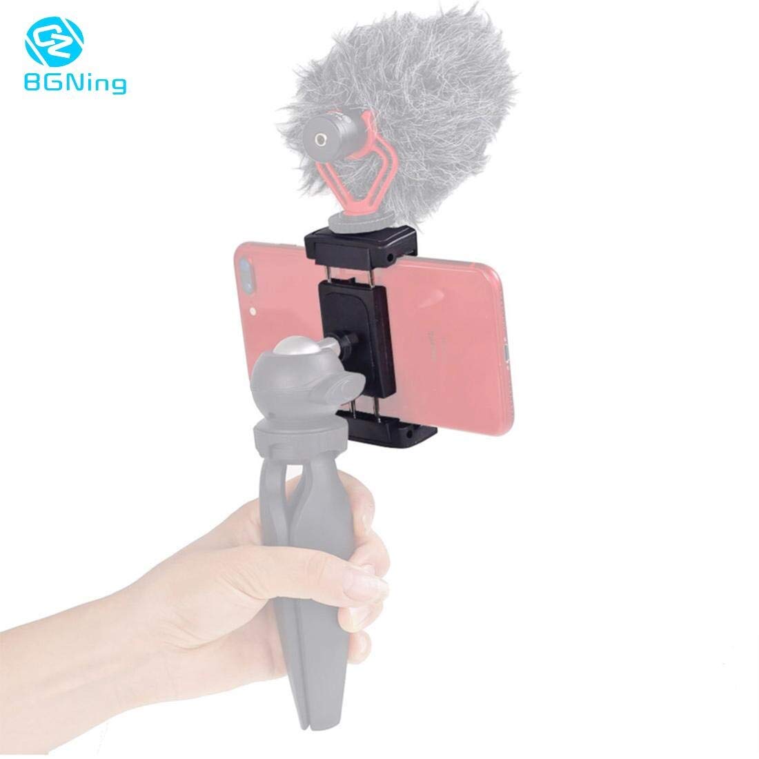 BGNing Updated Foldable Phone Mount Clip with Cold Shoe Live Broadcast Tripod Cell Phone Holder Stand for 5.7-10.4cm Smartphone