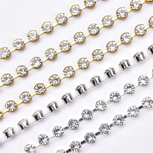 Galon strass cristal haut de gamme avec base argentée de 9m - 6