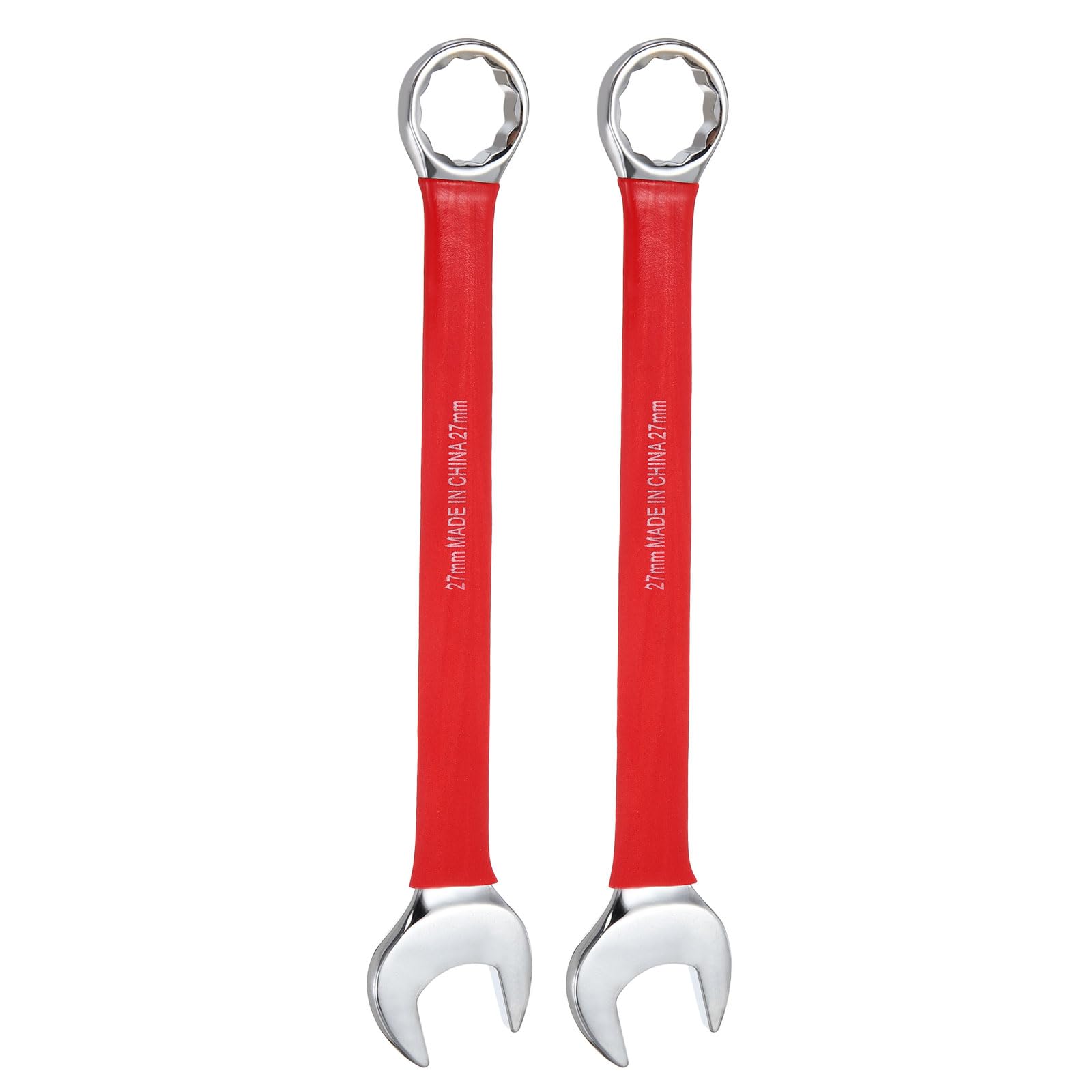 sourcing map 2Pcs Combination Wrench 27mm Metric Open End 10-Degree Offset 12-Point Box End Double Ended Wrenches Spanners Tools for Household Automotive Machinery DIY Repair