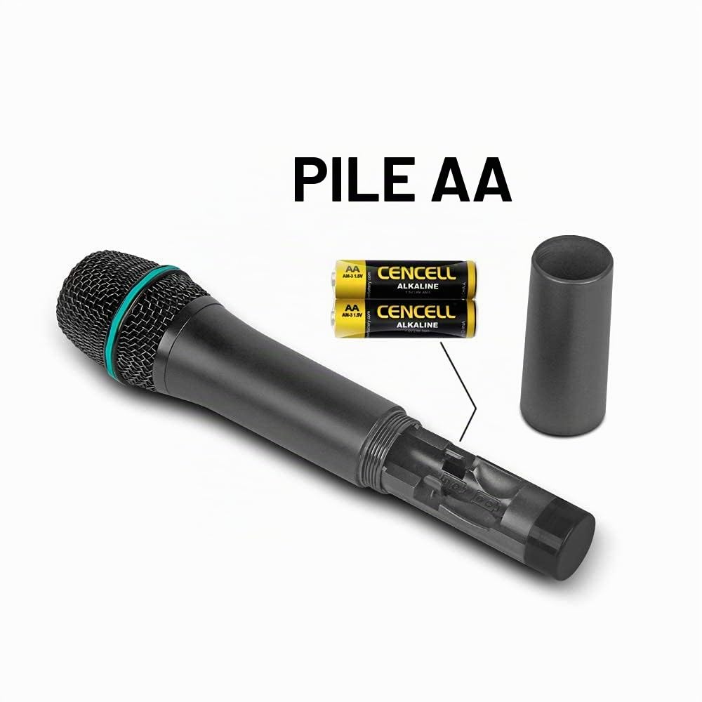 Debra Audio Pro Système Microphone sans Fil UHF 4 Canaux avec Microphone à Main sans Fil, Récepteur Métallique, Idéal pour Karaoké et Fêtes d'Église (Fréquence A)