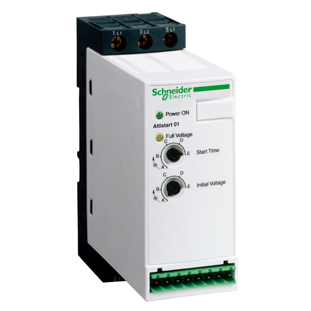 Schneider Electric ATS01N125FT ATS01 Altistart 01 Soft Starter for Asynchronous Motors for Industrial and Commercial Equipment and Machinery, DIN Rail Mounted, 25A, 110 to 480V, 2.2 to 11kW