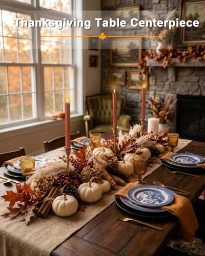 Image of Homemory 9.6 Inch Real Wax Flameless Taper Candles, Terracotta LED Candlesticks 2 Pcs with 3D Flame Remote and Timer, Battery Operated for Thanksgiving Mother's Day Teacher Appreciation Gifts