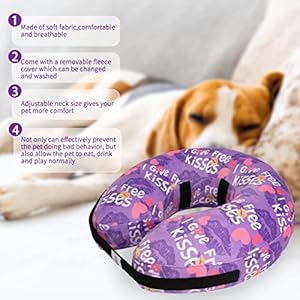Cutebone inflatable dog donut collar with removable soft fleece covers for smallmediumlarge dogs and cats after surgery gwb06m   cucciolini doodles