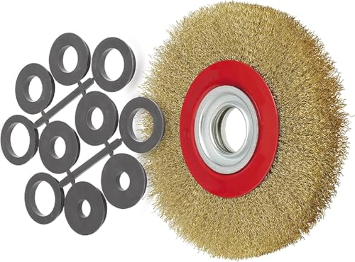 Spazzola Mola da Banco Circolare Disco Filo Acciaio 150 mm (6'') per Smerigliatrice Mola da Banco – Spazzola a Filo Ondulato in Acciaio per Sbavatura, Satinatura e Lucidatura Metalli