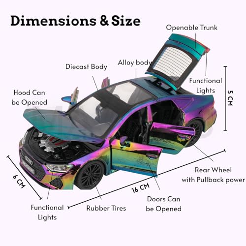 Image of Mashes Audi RS7 Sportback Car 1:32 Scale Model Car Exclusive Alloy Metal Pull Back Die-cast Diecast Metal Pullback Toy Openable Doors & Light Music Best Gifts Toys Kids【Colors as Per Stock】