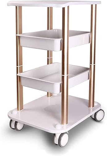 Carrito de aluminio con ruedas de 4 niveles, carrito de salón de belleza, carrito de almacenamiento con ruedas S-p-a, equipo de carrito rodante, 4