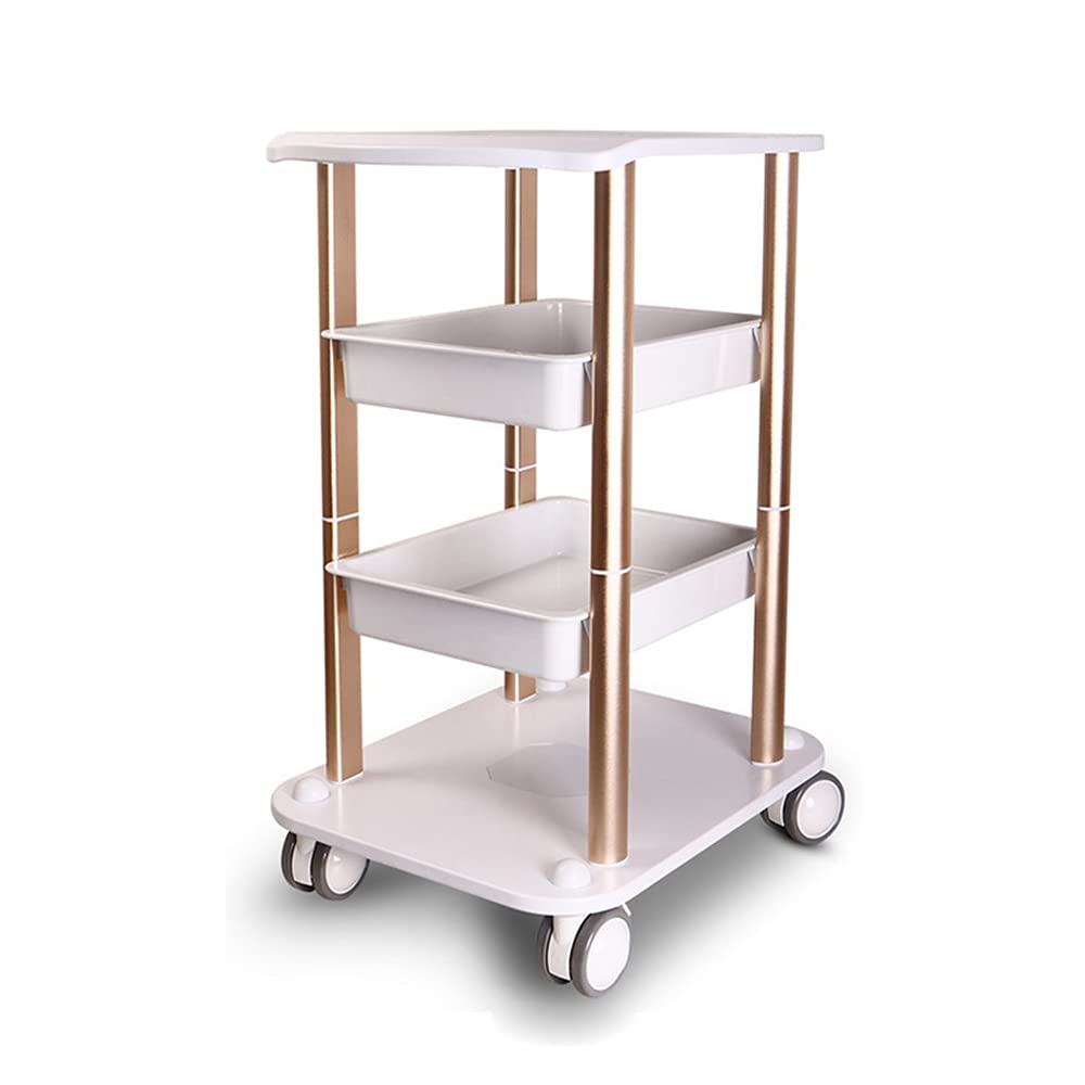 Utility Rolling Cart Storage 4 Tier Beauty Rolling Trolley Cart Equipment 360° Caster Mobile Salon Spa Service Instrument ...