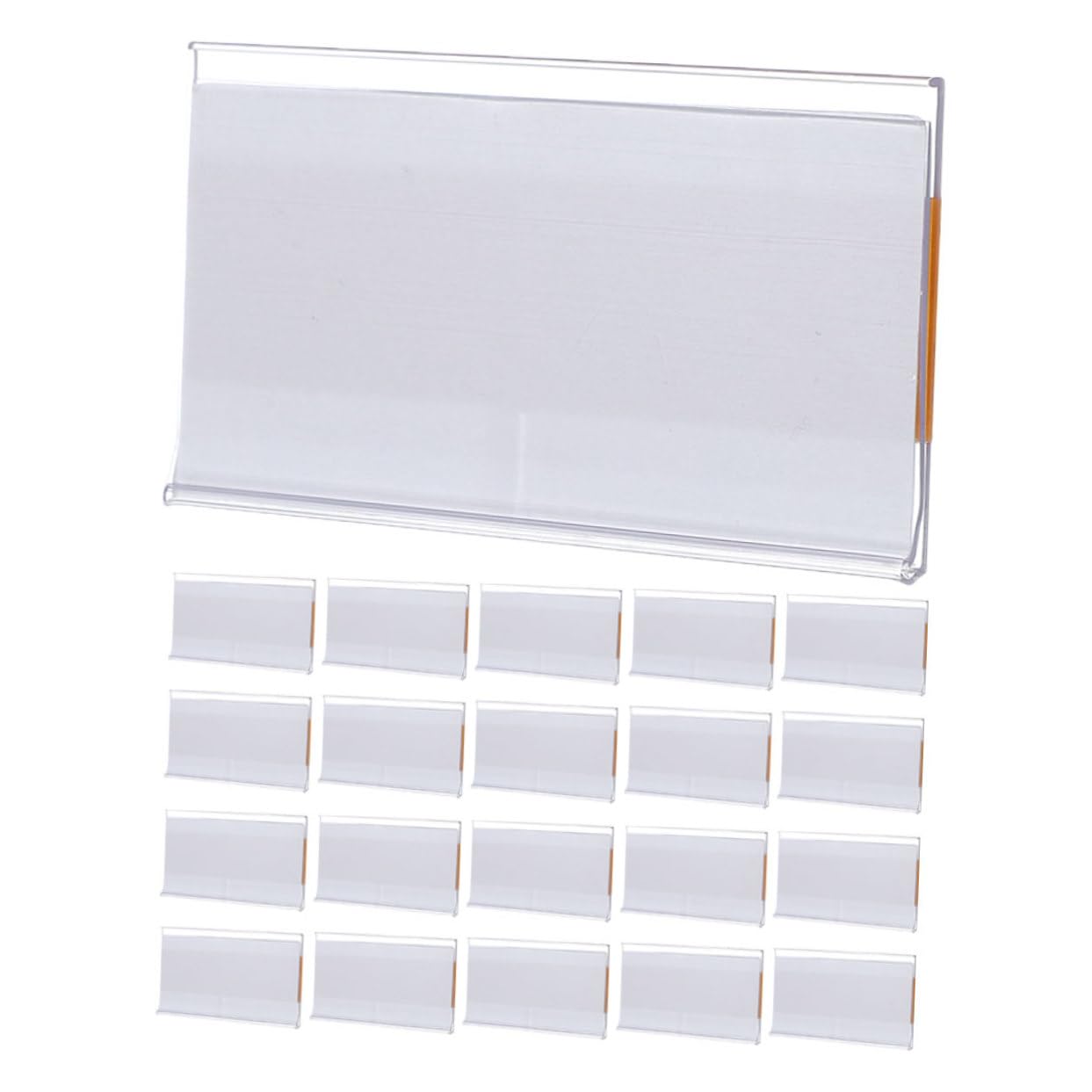 DOITOOL 1 Set Etichette Adesive Trasparenti con Supporti per Scaffali per Librerie e Uffici Etichette con Adesivo Resistente e Cartoncini per Etichettatura Organizzata