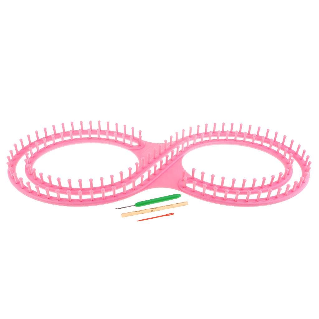 Kit de Tricotin Comprend Planche à Tricoter Métier à Tisser en Plastique Aiguilles Crochet Tube Creux Conçu pour La Création D'Écharpes Bonnets Châles, Rose