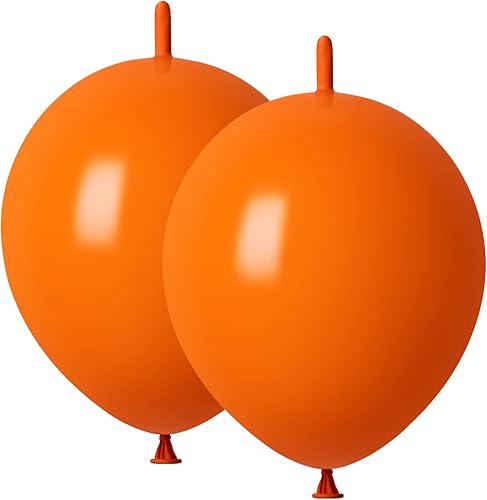 Link Balloons Orange 12 Inch Quick Latex Link Balloon 80 Pcs for Birthday, Halloween, Christmas, Party Festival Decorations