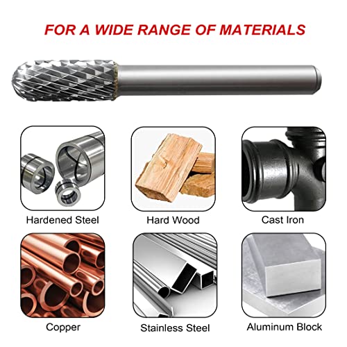 HAUTMEC Tungsten Carbide Rotary Burr Bit YG6, 1/4" Shank Double Cut Die Grinder Bit - Image 4