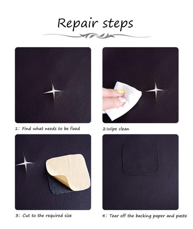 Kit de Réparation Cuir - Simili Cuir - Noir - 50 x 100 cm - Auto-adhésif - Multi-usages