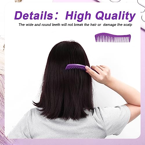 2 peines para cabello, plástico, dientes anchos y finos miniatura 5