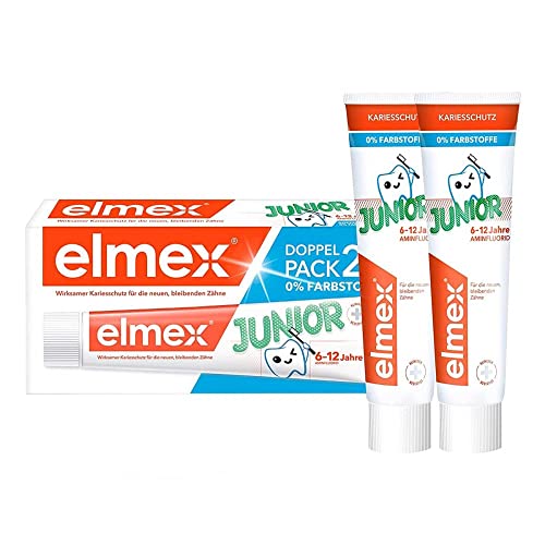 elmex JUNIOR Zahnpasta, 6-12 anni, Doppelpack, 2x75 ml