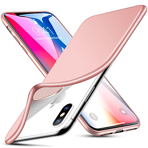 ESR Case for iPhone X/XS, Slim Solid Soft TPU Cover [Support Wireless Charging] for iPhone X/iPhone XS 5.8 inch (Rose Gold)
