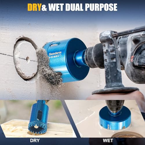 Image of Diamond Hole Saw Kit Tile Hole Saw Kit 10 PCS Serrated Brazing Core Drill Bit Set with EVA Guide Jig Diamond Drill Bits for Porcelain Tile Glass Ceramic Stone Granite Marble