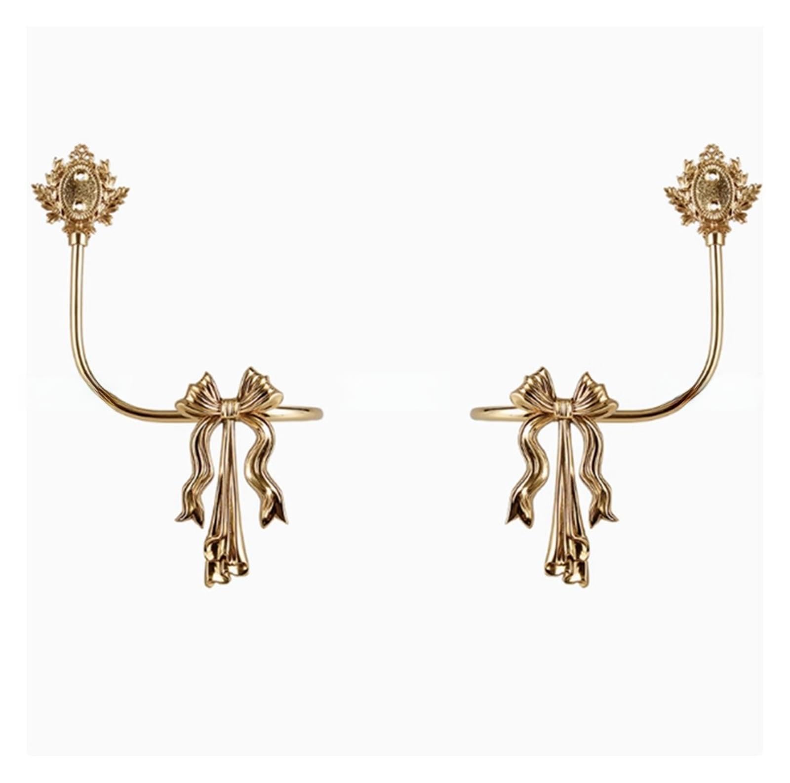 Brass Curtain Tieback Hook Full Copper Wall Curtain Hook Orchid Bow Shape Buckles Holdbacks Mounted Decoration Hanger(A PAIR)