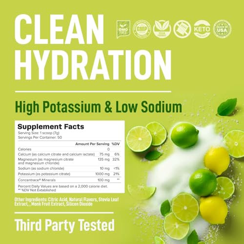 Image of Keppi Electrolytes Powder - Lemon Lime Flavor 50 Servings - No Sugar Hydration Supplement with Potassium, Magnesium, Sodium - Keto, Vegan, Fasting-Friendly, Zero Calorie Electrolyte Drink