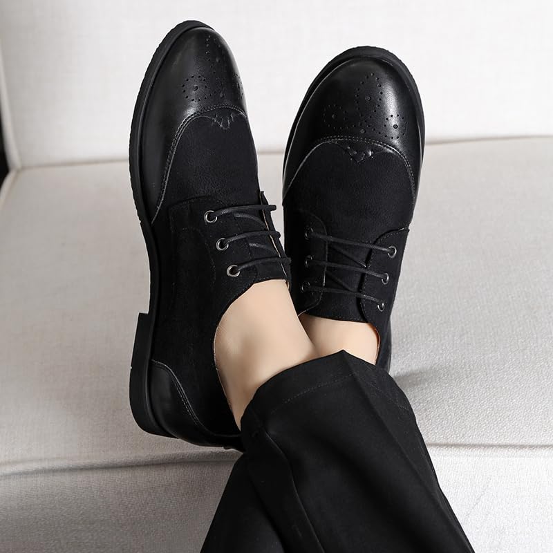 Men's Brogues Suede Leather Lace Up Dress Oxford Shoes Casual Wingtip Business Party Formal Derby Dress Shoes3