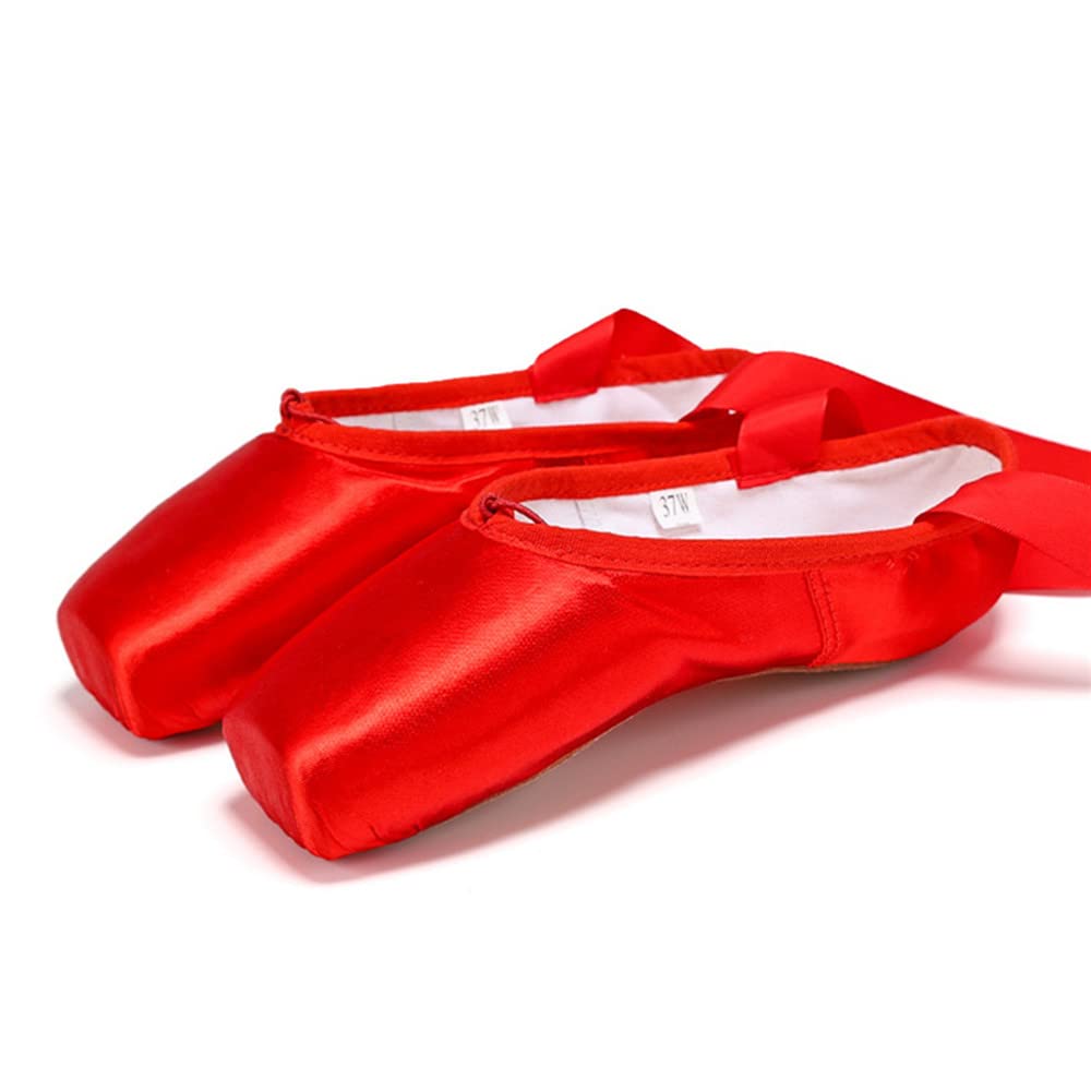 TangDao Zapatos de ballet profesionales de lona para niña, zapatos de ballet profesionales de satén rosa con cintas